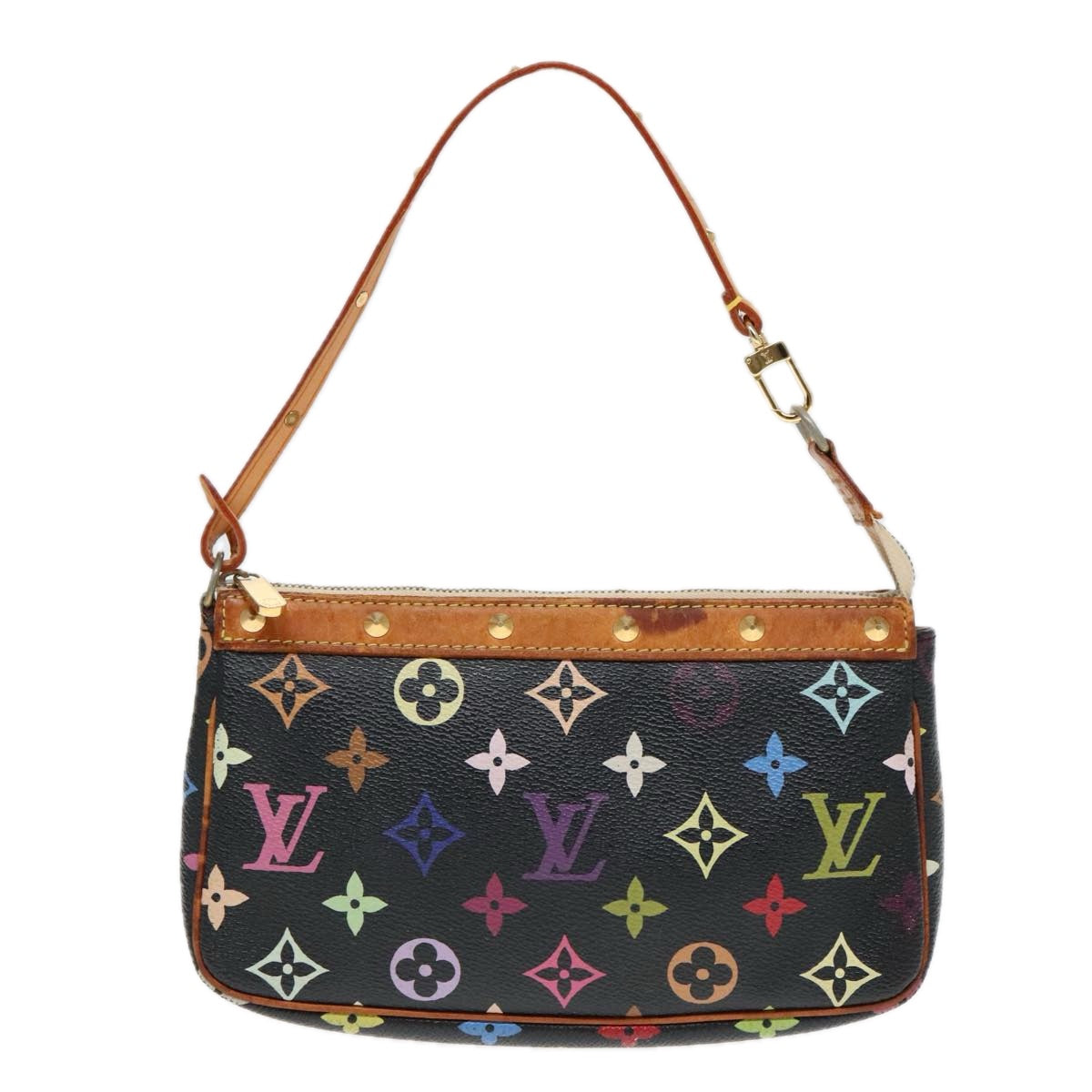 LOUIS VUITTON Monogram Multicolor Pochette Pouch Black M92648 LV Auth 93660