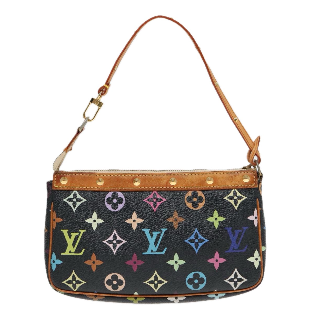 LOUIS VUITTON Monogram Multicolor Pochette Pouch Black M92648 LV Auth 93660