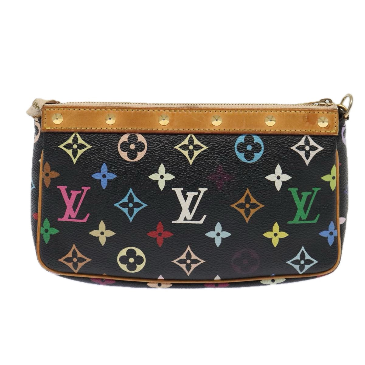 LOUIS VUITTON Multicolor Pochette Accessoires Pouch Black M92648 LV Auth 93661