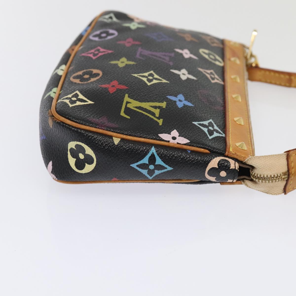 LOUIS VUITTON Multicolor Pochette Accessoires Pouch Black M92648 LV Auth 93661