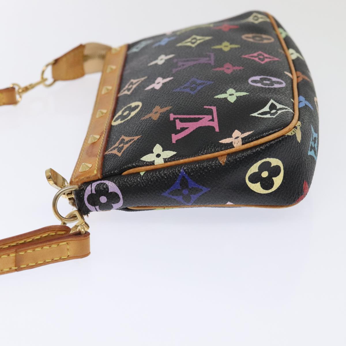 LOUIS VUITTON Multicolor Pochette Accessoires Pouch Black M92648 LV Auth 93661