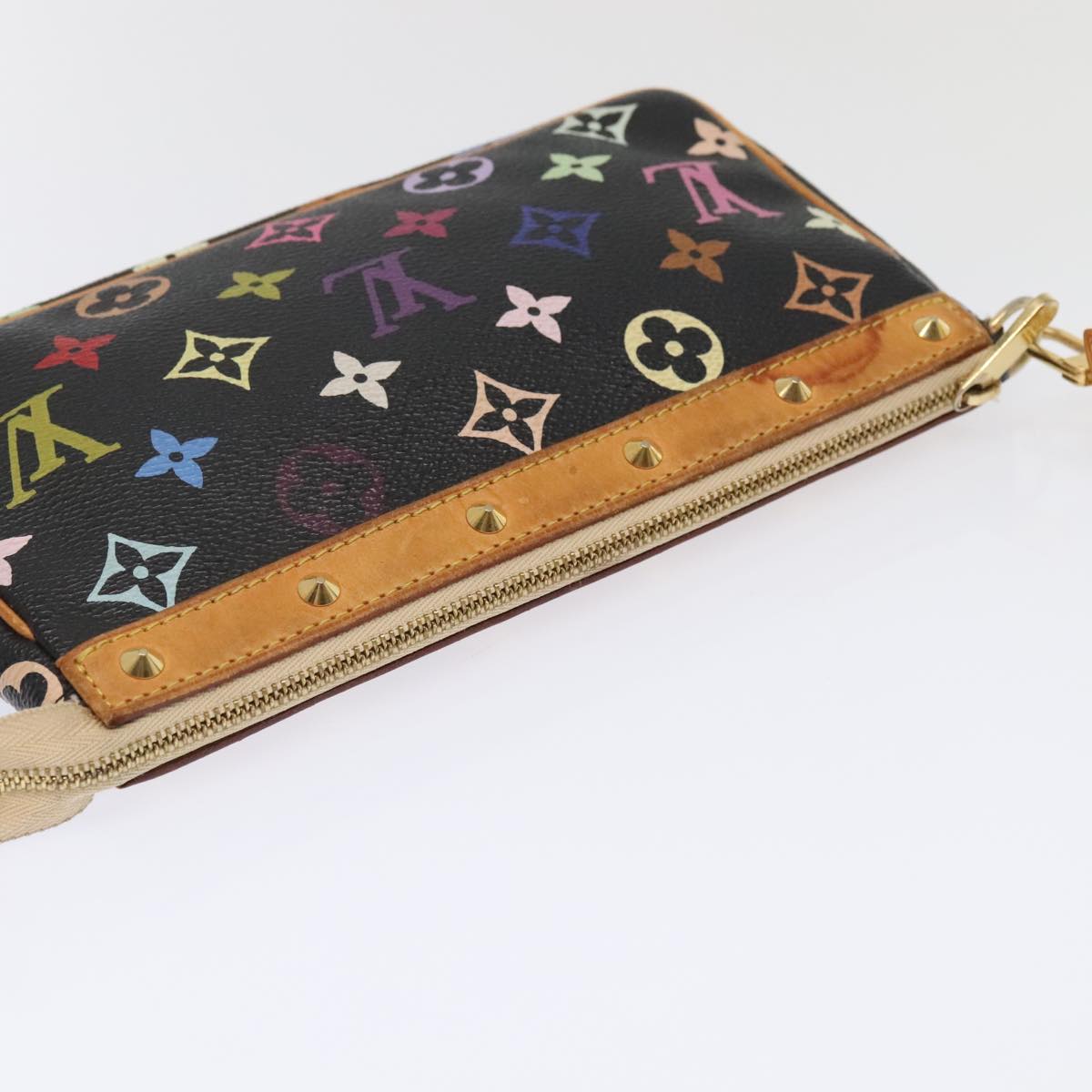 LOUIS VUITTON Multicolor Pochette Accessoires Pouch Black M92648 LV Auth 93661