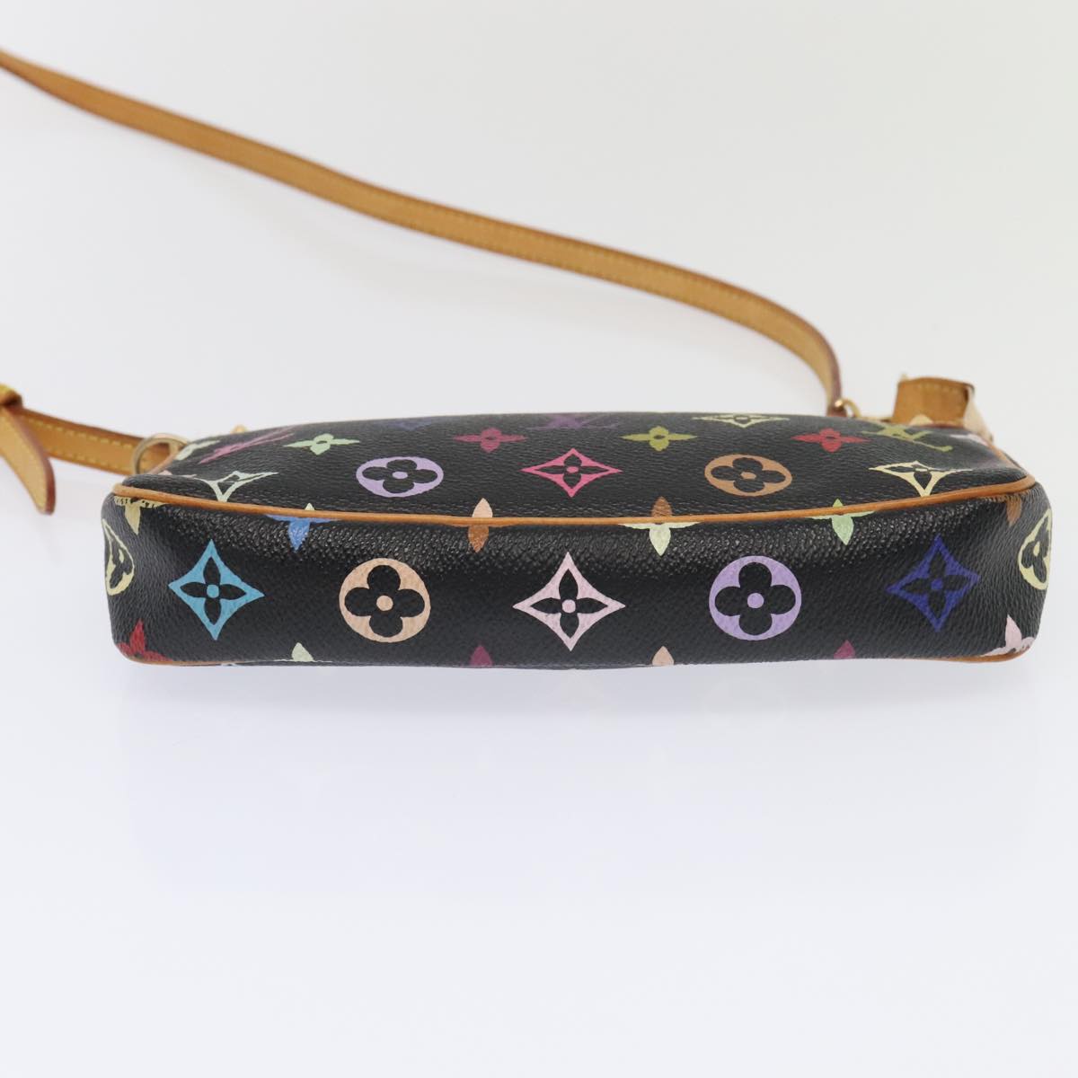 LOUIS VUITTON Multicolor Pochette Accessoires Pouch Black M92648 LV Auth 93661