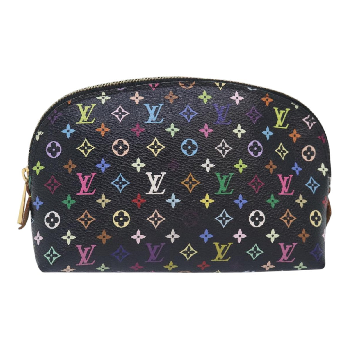 LOUIS VUITTON Monogram Multicolor Pochette Cosmetic Black M47355 LV Auth 93666