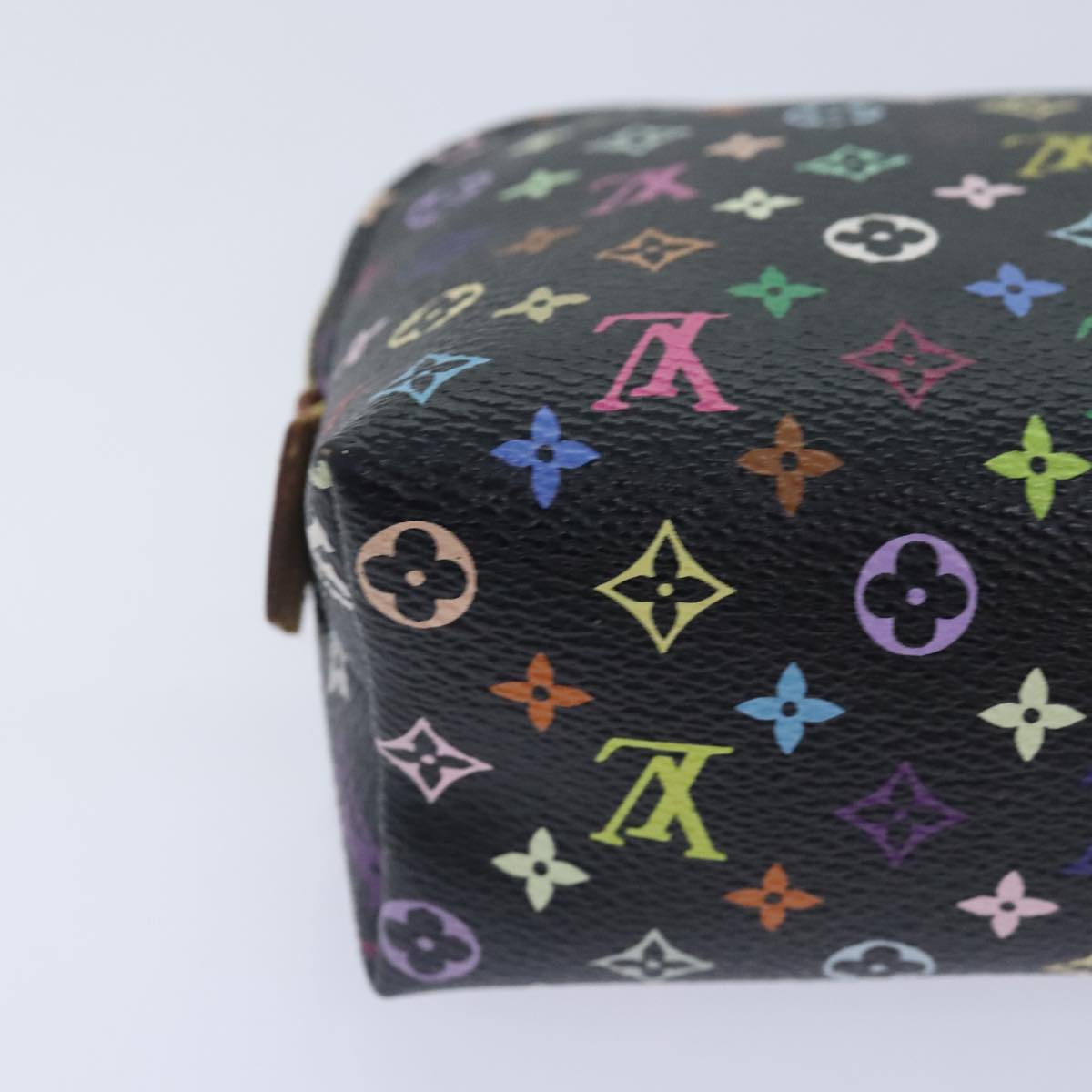 LOUIS VUITTON Monogram Multicolor Pochette Cosmetic Black M47355 LV Auth 93666