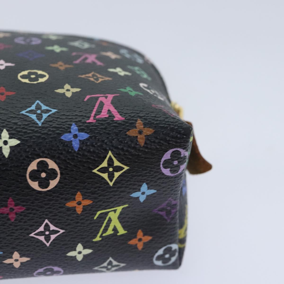 LOUIS VUITTON Monogram Multicolor Pochette Cosmetic Black M47355 LV Auth 93666