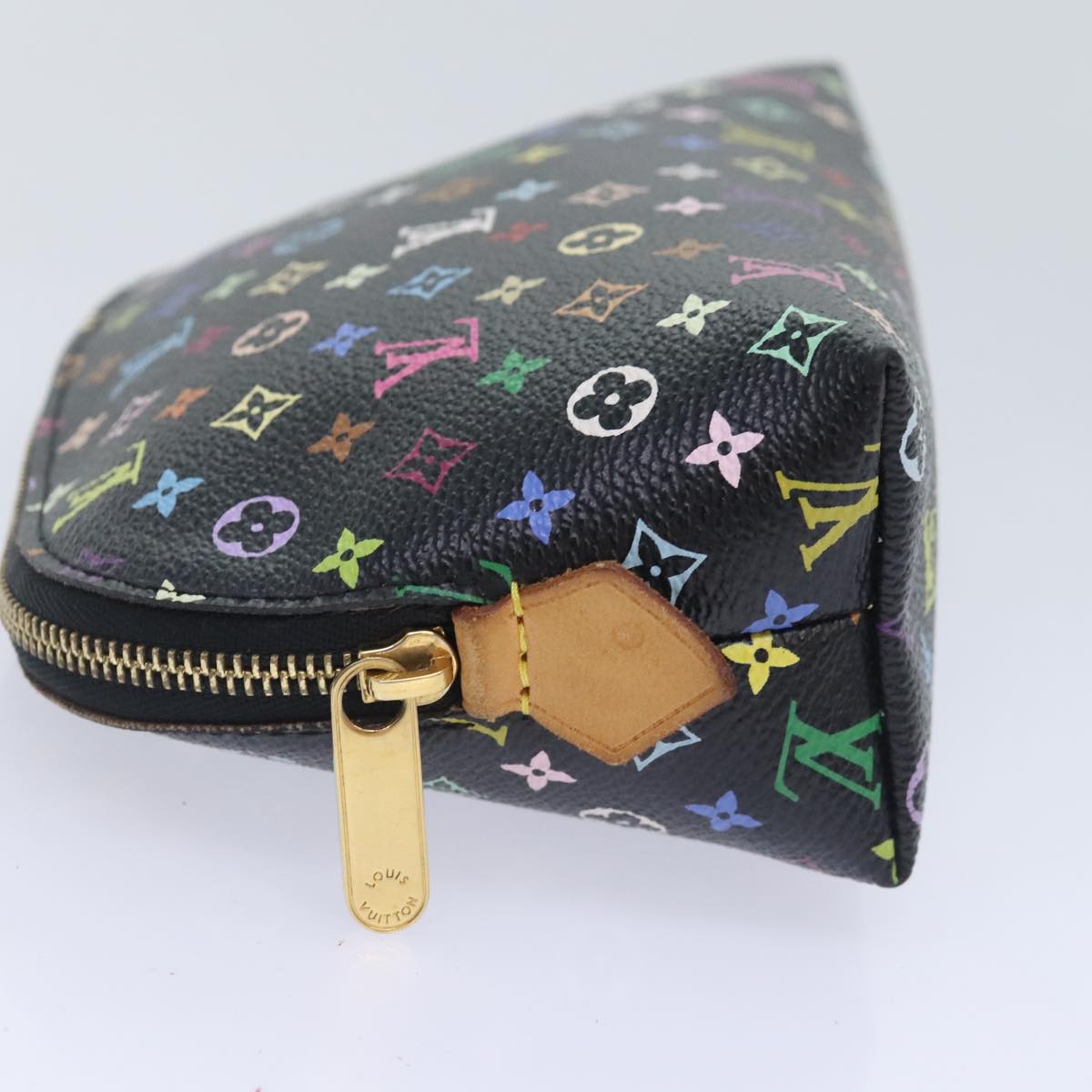 LOUIS VUITTON Monogram Multicolor Pochette Cosmetic Black M47355 LV Auth 93666