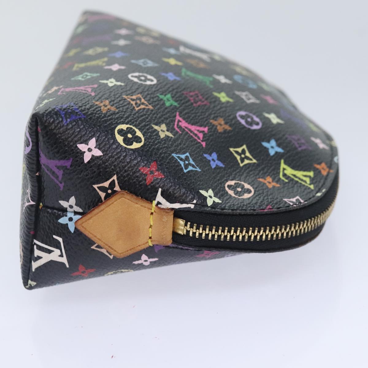 LOUIS VUITTON Monogram Multicolor Pochette Cosmetic Black M47355 LV Auth 93666