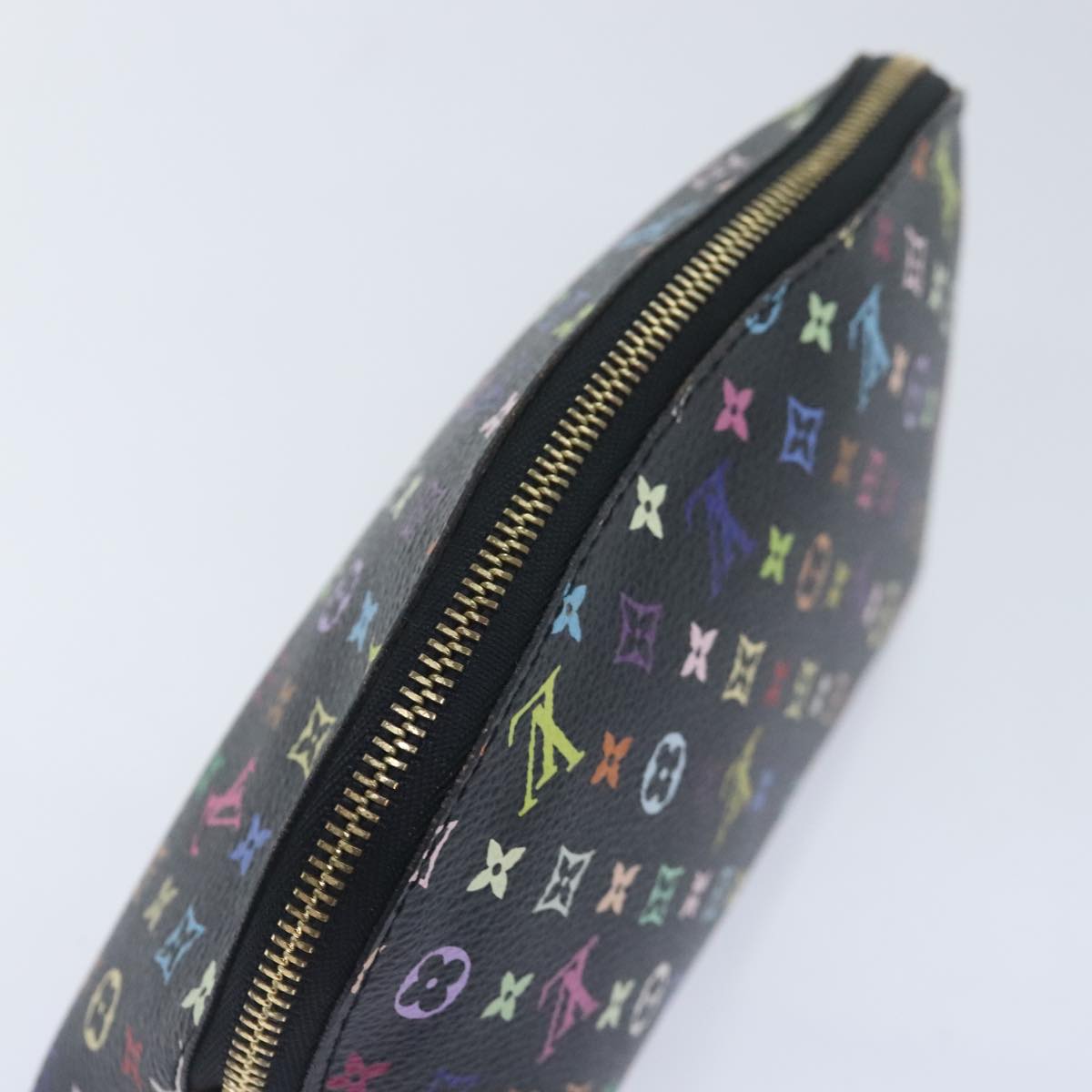 LOUIS VUITTON Monogram Multicolor Pochette Cosmetic Black M47355 LV Auth 93666