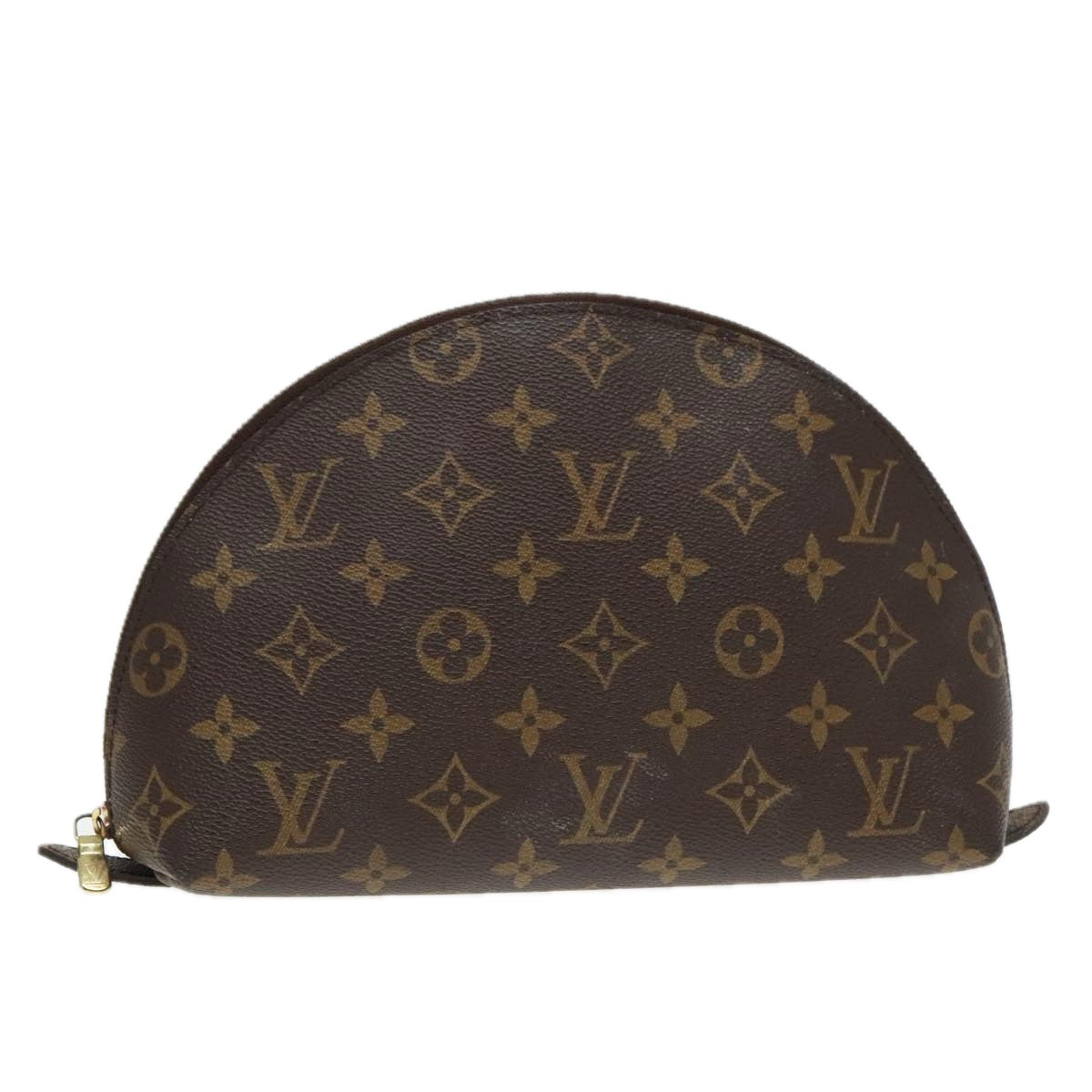 LOUIS VUITTON Monogram Trousse Demi Ronde Cosmetic Pouch M47520 LV Auth 93667