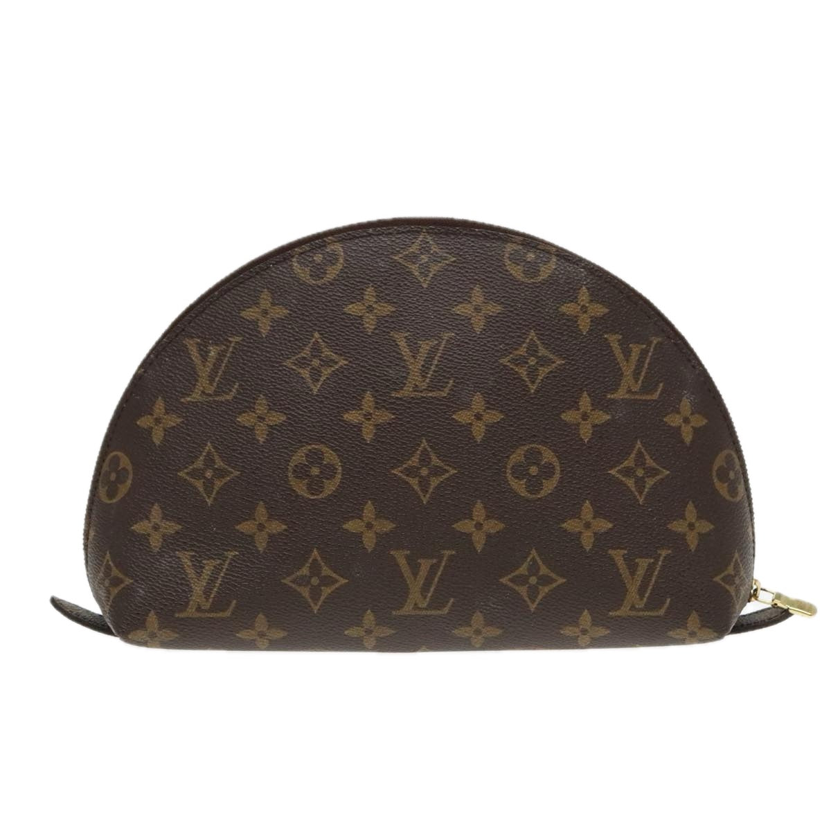 LOUIS VUITTON Monogram Trousse Demi Ronde Cosmetic Pouch M47520 LV Auth 93667