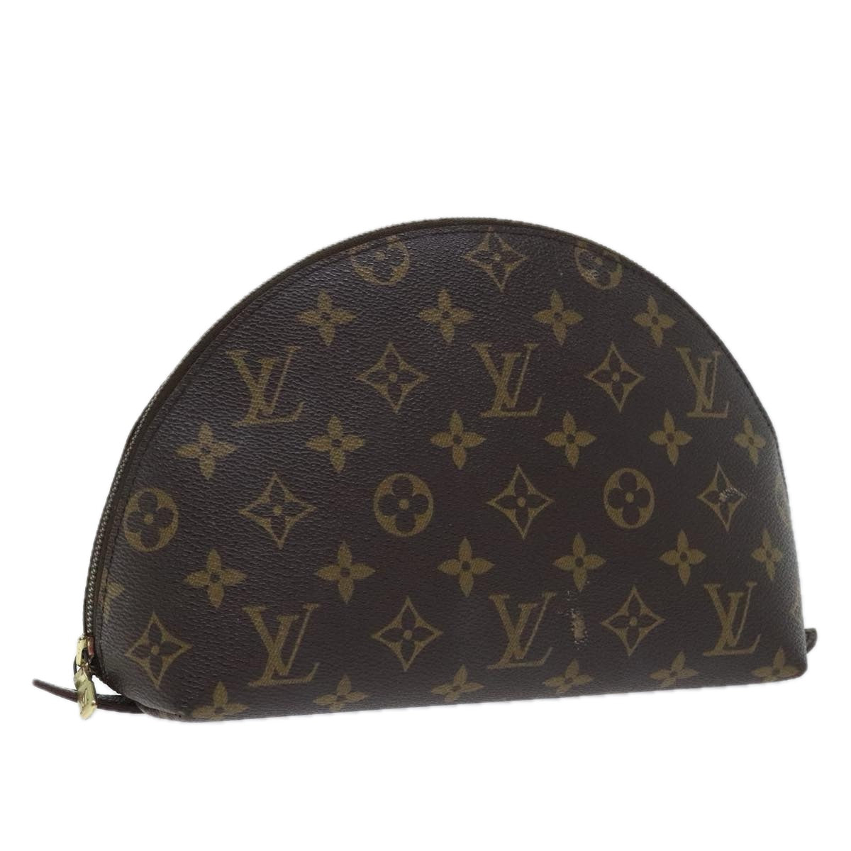 LOUIS VUITTON Monogram Trousse Demi Ronde Cosmetic Pouch M47520 LV Auth 93668