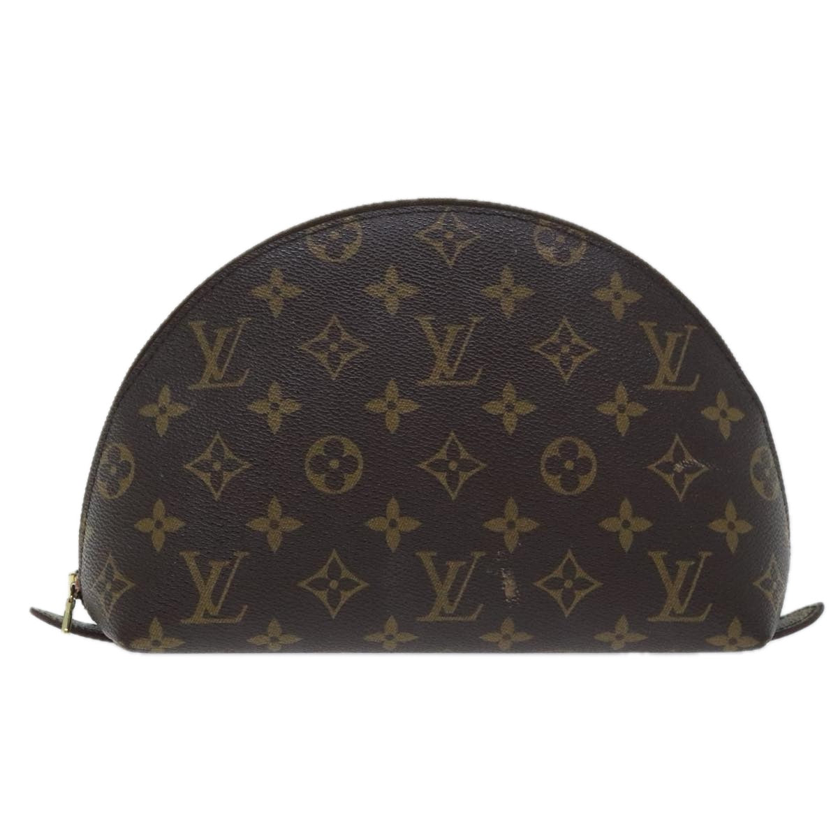 LOUIS VUITTON Monogram Trousse Demi Ronde Cosmetic Pouch M47520 LV Auth 93668