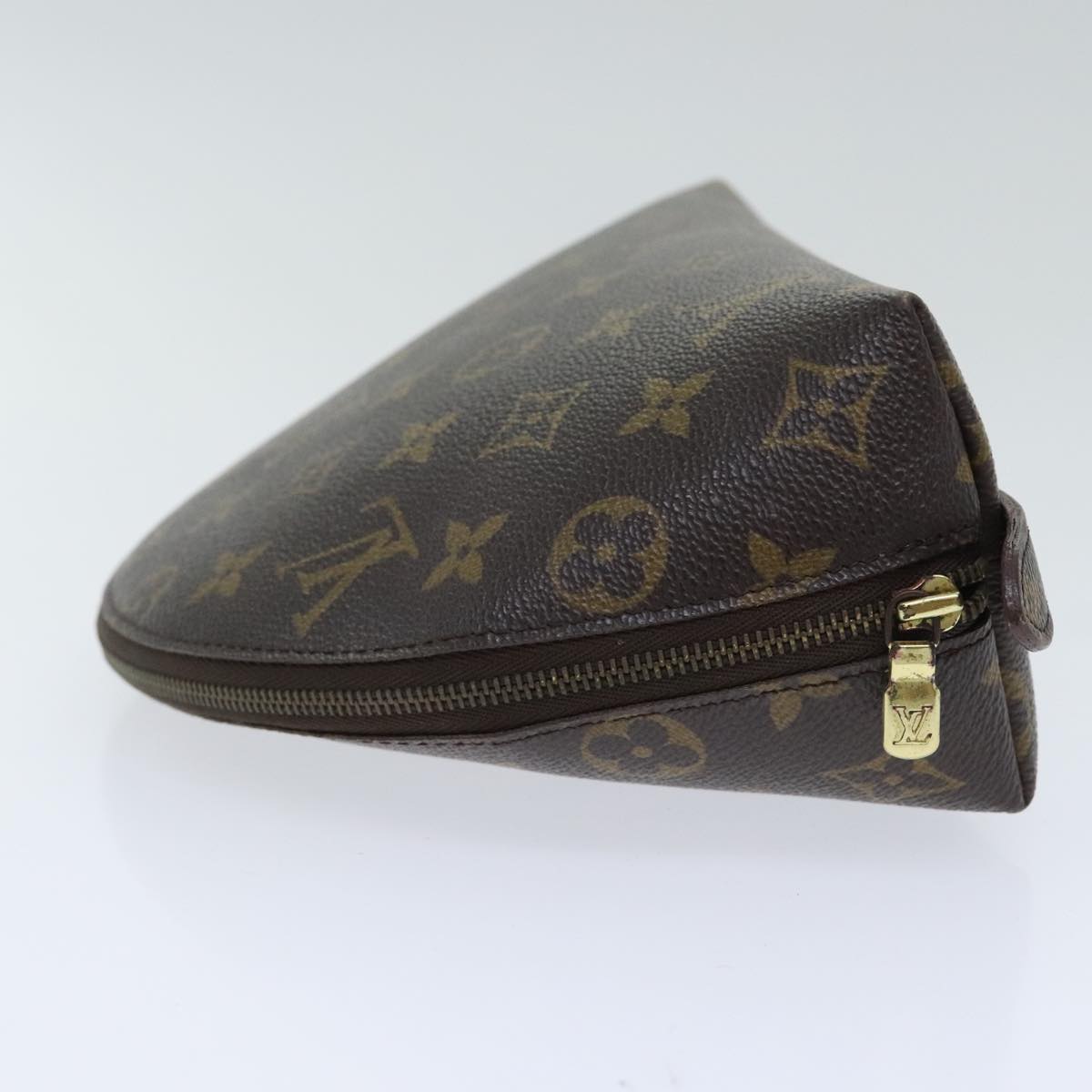 LOUIS VUITTON Monogram Trousse Demi Ronde Cosmetic Pouch M47520 LV Auth 93668