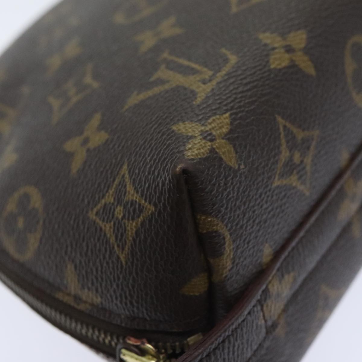 LOUIS VUITTON Monogram Trousse Demi Ronde Cosmetic Pouch M47520 LV Auth 93668