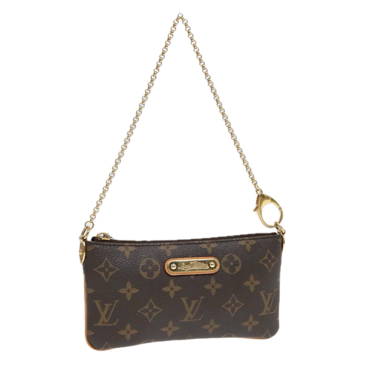 LOUIS VUITTON Monogram Chain Pochette Mila MM Accessory Pouch M60094 Auth 93682