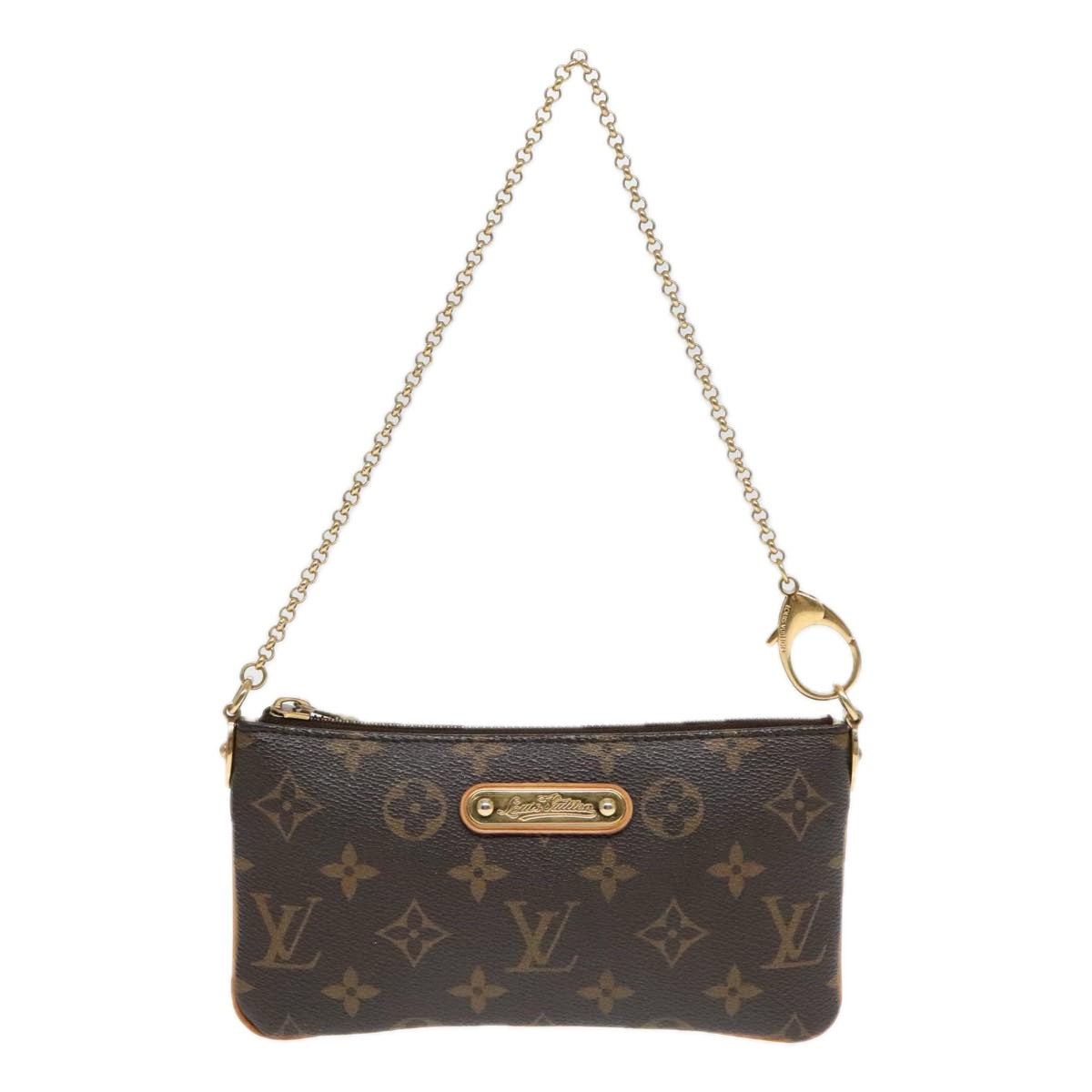 LOUIS VUITTON Monogram Chain Pochette Mila MM Accessory Pouch M60094 Auth 93682