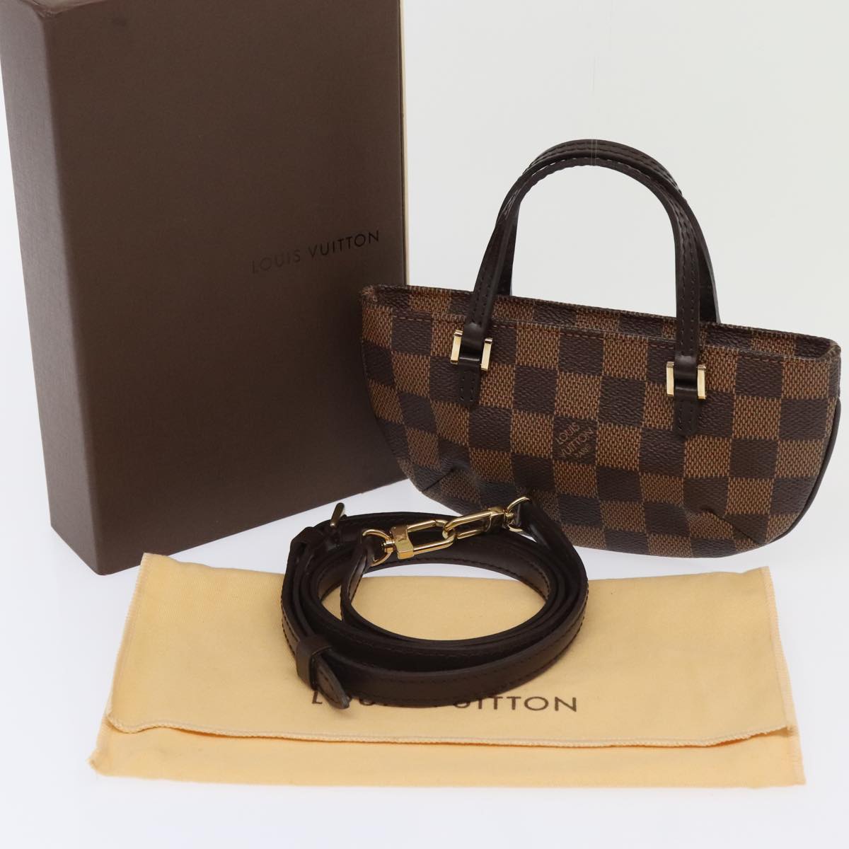 LOUIS VUITTON Damier Ebene Manosque GM Accessory Pouch N51120 LV Auth 93698SAV