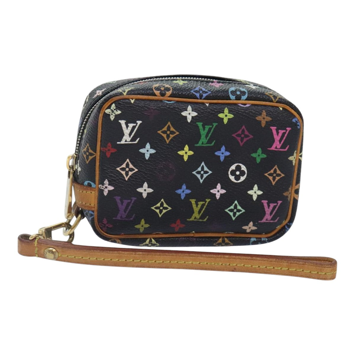 LOUIS VUITTON Monogram Multicolor Trousse Wapity Pouch Black M58034 Auth 93700