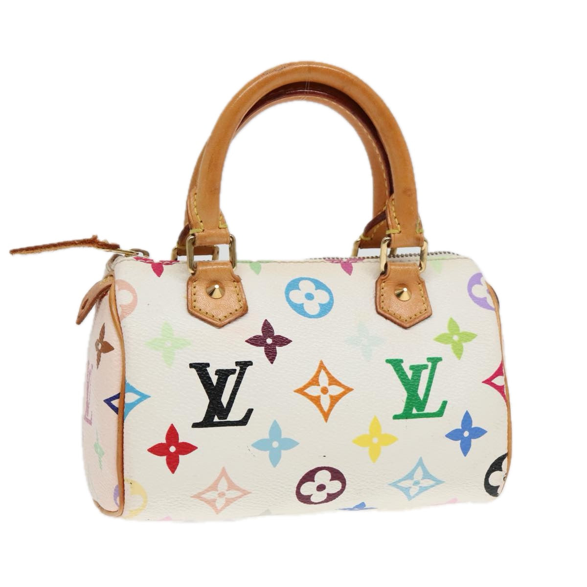 LOUIS VUITTON Monogram Multicolor Mini Speedy Hand Bag White M92645 Auth 93702