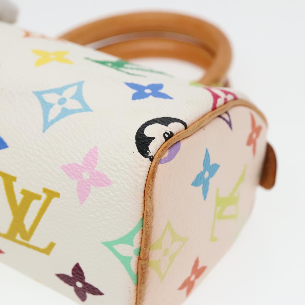 LOUIS VUITTON Monogram Multicolor Mini Speedy Hand Bag White M92645 Auth 93702