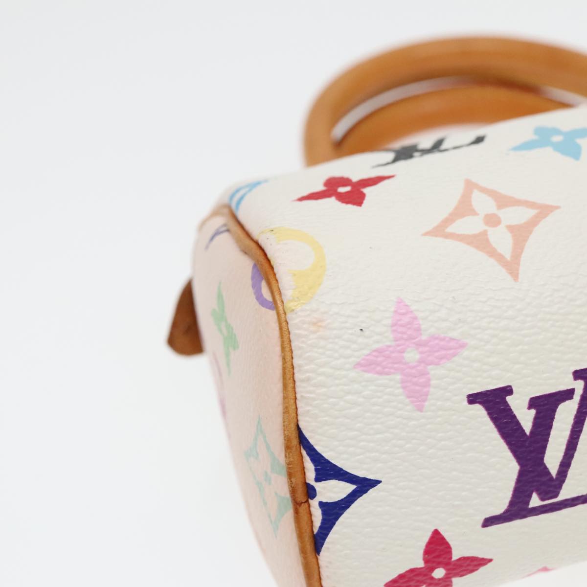 LOUIS VUITTON Monogram Multicolor Mini Speedy Hand Bag White M92645 Auth 93702