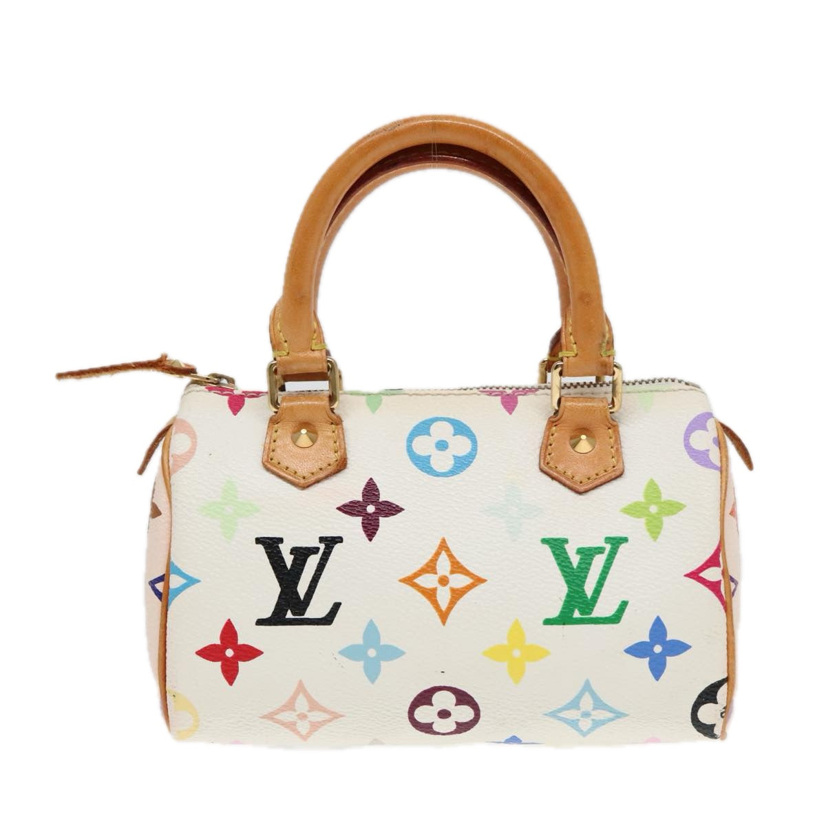 LOUIS VUITTON Monogram Multicolor Mini Speedy Hand Bag White M92645 Auth 93702