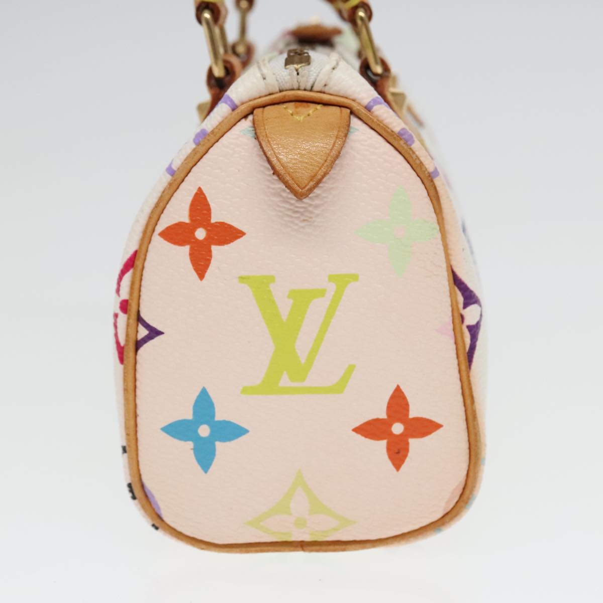 LOUIS VUITTON Monogram Multicolor Mini Speedy Hand Bag White M92645 Auth 93702