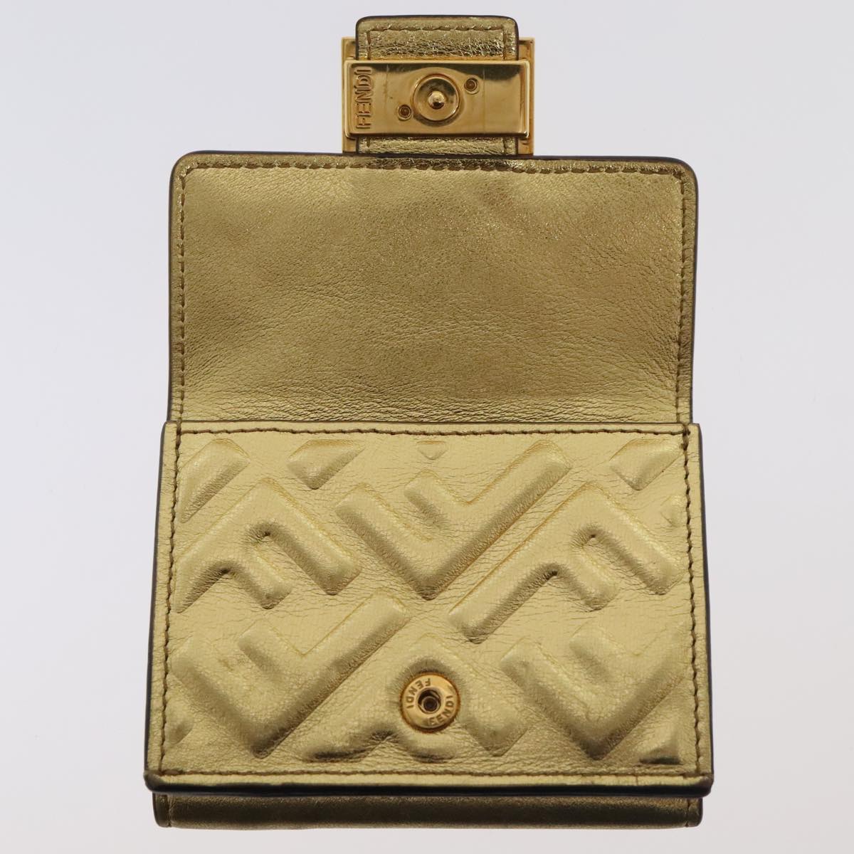 FENDI Zucca Canvas Wallet Gold Tone 8M0395 Auth 93704