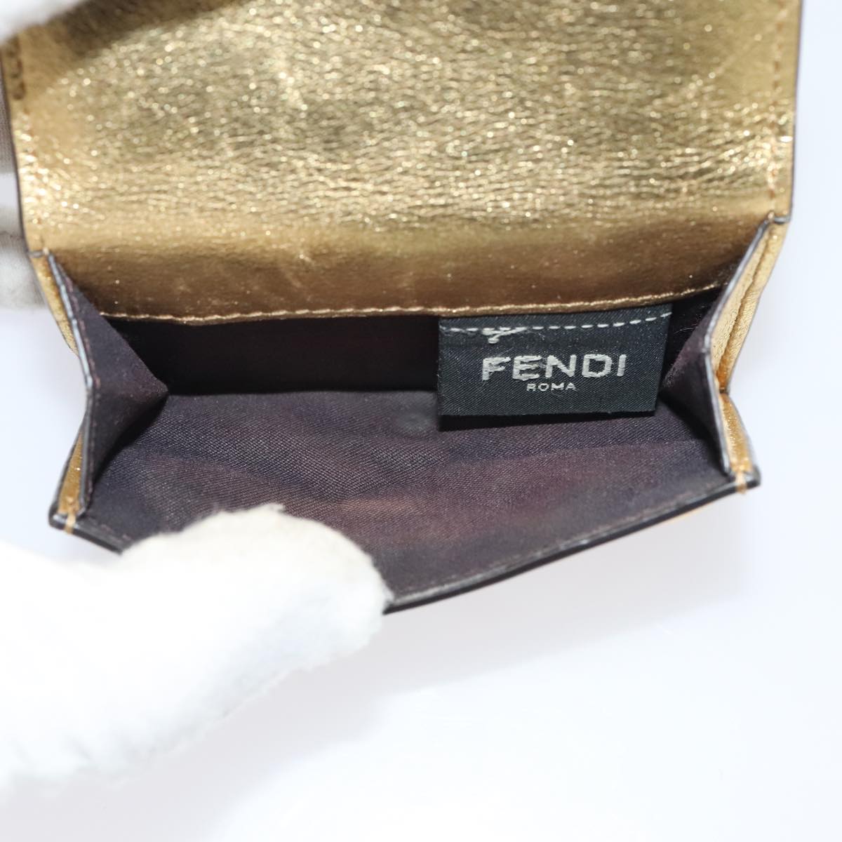 FENDI Zucca Canvas Wallet Gold Tone 8M0395 Auth 93704