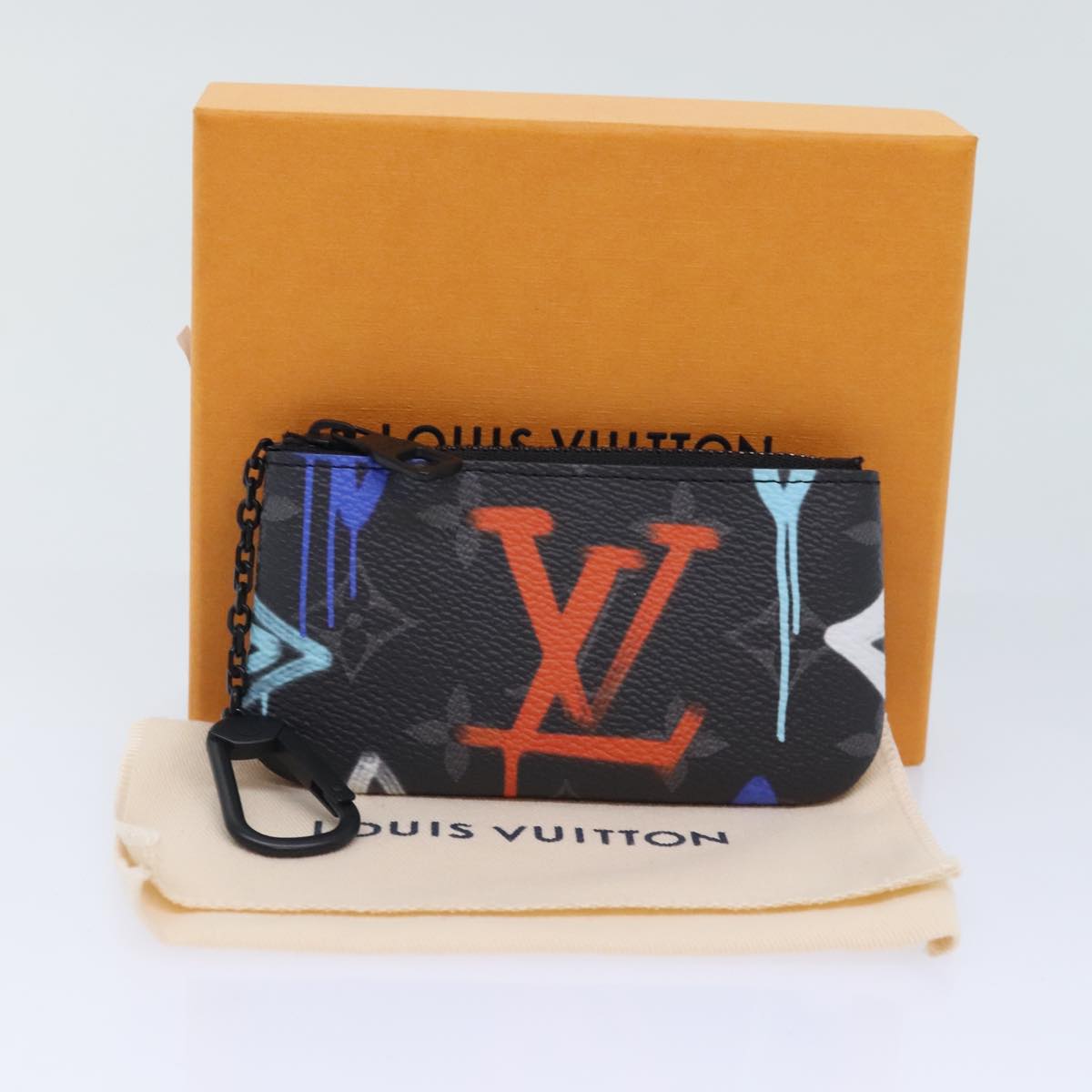 LOUIS VUITTON Monogram Eclipse Multicolor Pochette Cles Purse M81795 Auth 93718A