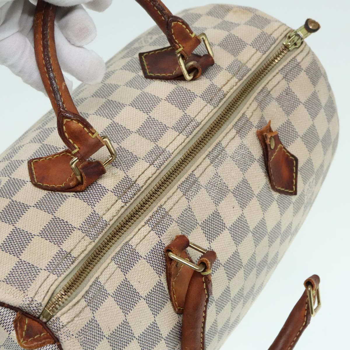 LOUIS VUITTON Damier Azur Speedy 30 Hand Bag N41533 LV Auth 93771