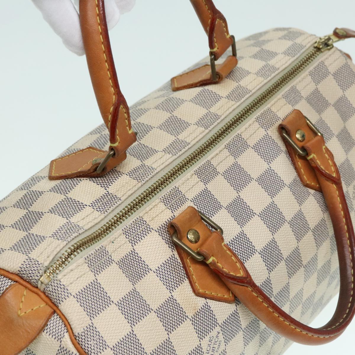 LOUIS VUITTON Damier Azur Speedy 30 Hand Bag N41533 LV Auth 93775