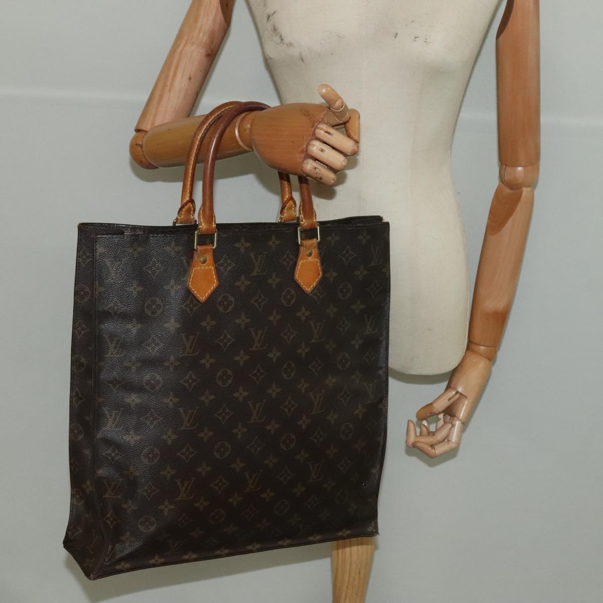 LOUIS VUITTON Monogram Sac Plat Hand Bag M51140 LV Auth 93777