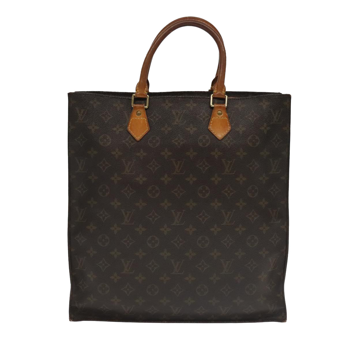 LOUIS VUITTON Monogram Sac Plat Hand Bag M51140 LV Auth 93777