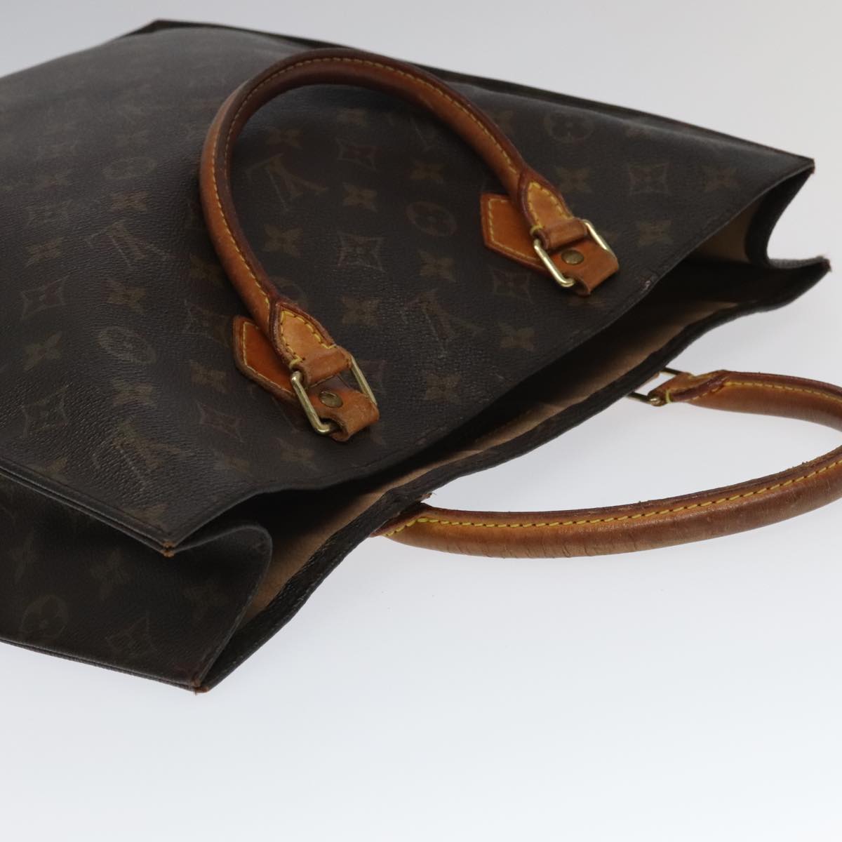 LOUIS VUITTON Monogram Sac Plat Hand Bag M51140 LV Auth 93777