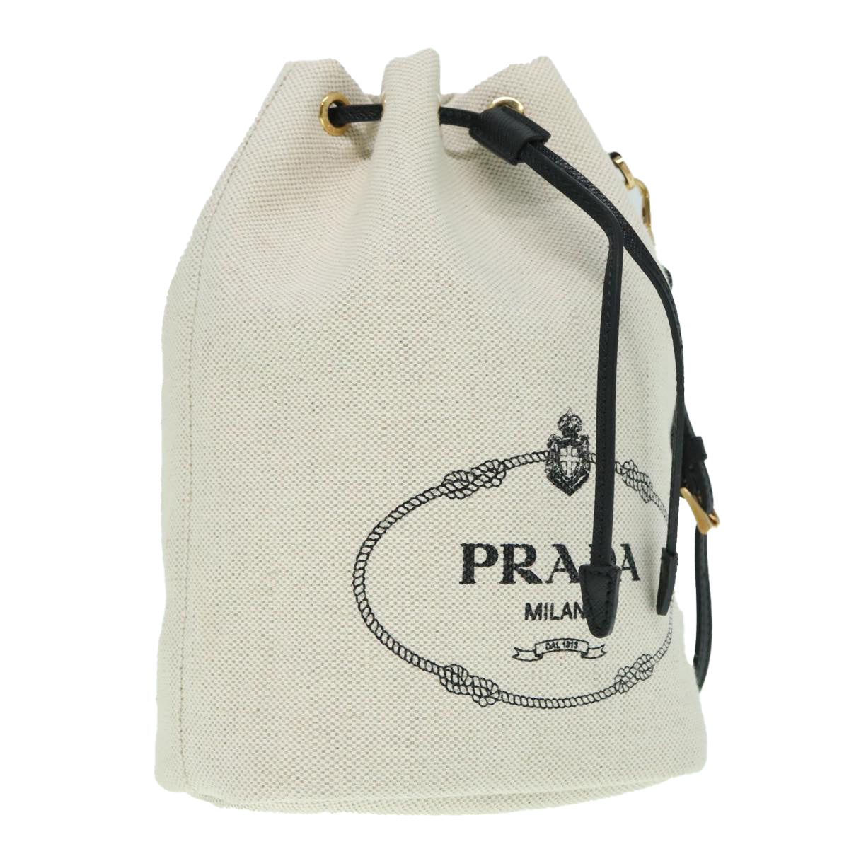 PRADA Canvas Drawstring Bag Pouch White Auth 93807