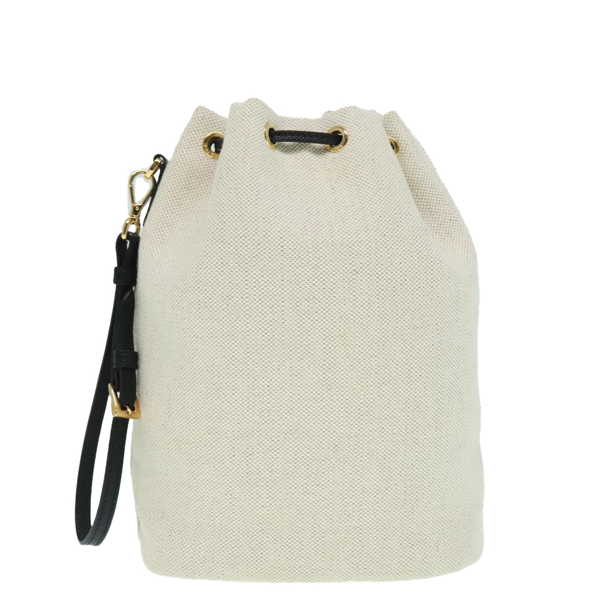 PRADA Canvas Drawstring Bag Pouch White Auth 93807