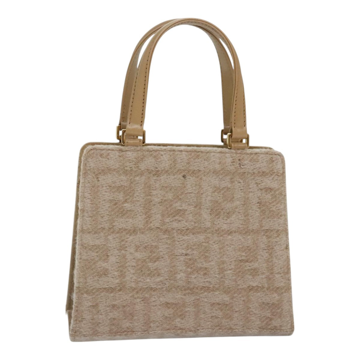 FENDI Zucca Canvas Hand Bag Beige Gold Auth 93833A