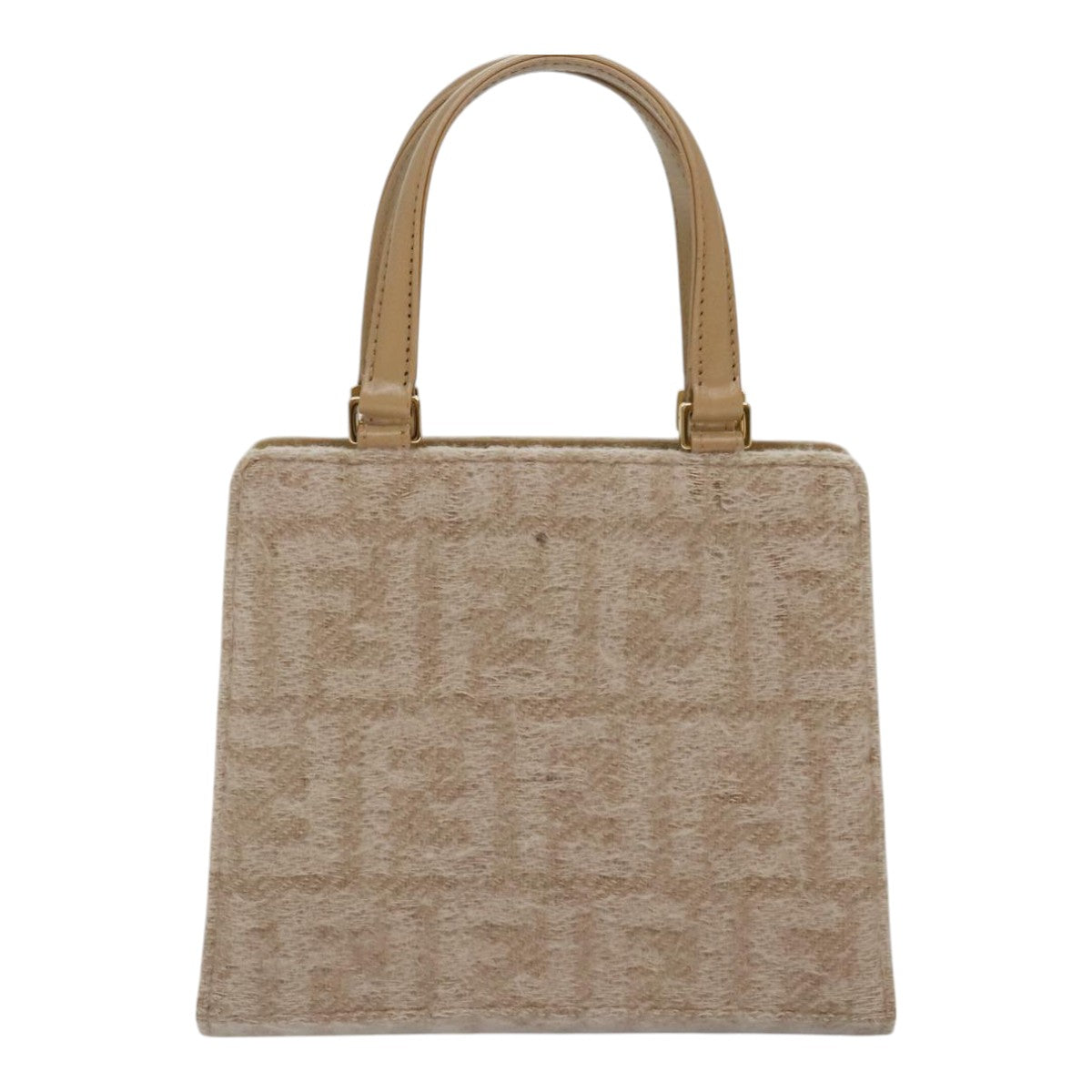 FENDI Zucca Canvas Hand Bag Beige Gold Auth 93833A