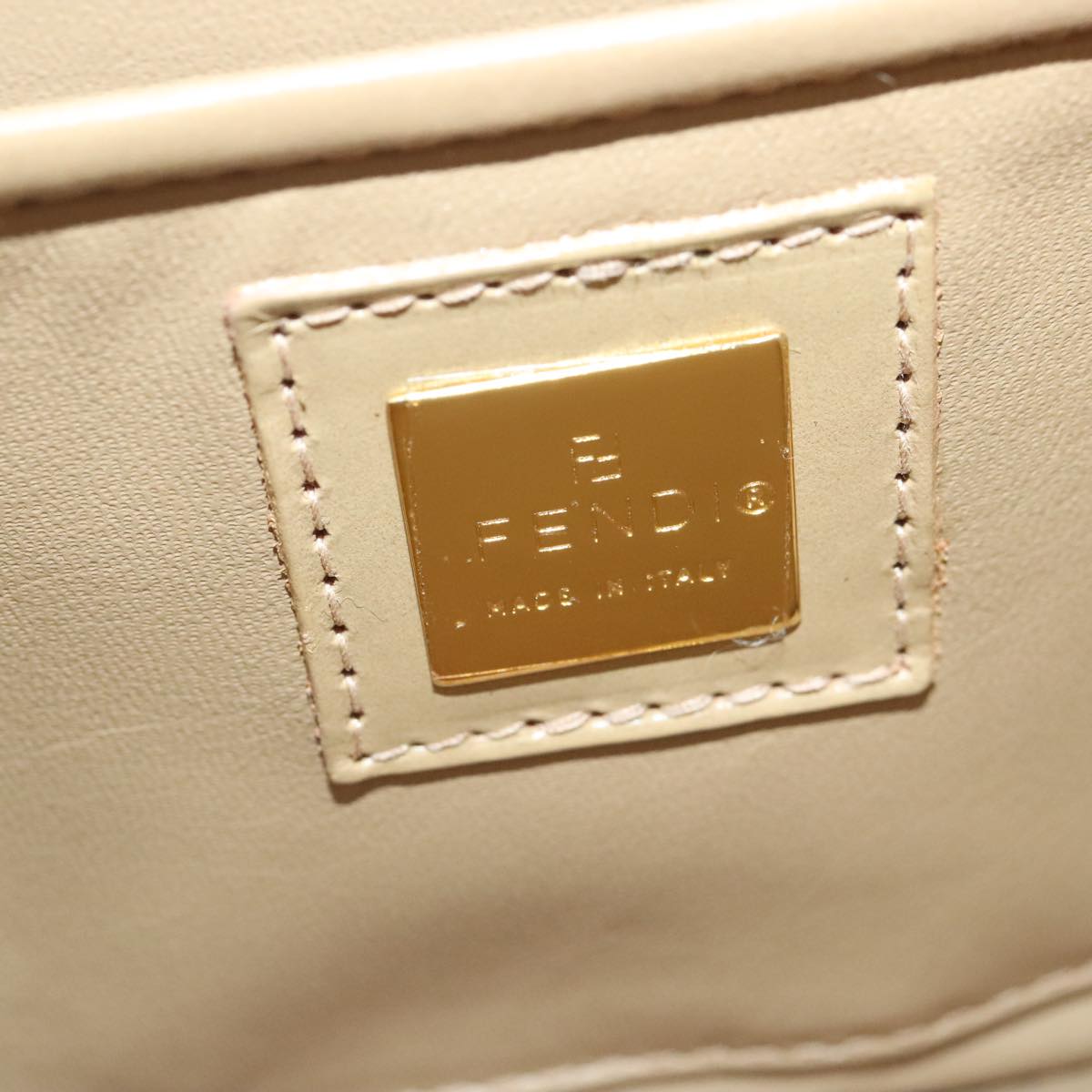 FENDI Zucca Canvas Hand Bag Beige Gold Auth 93833A