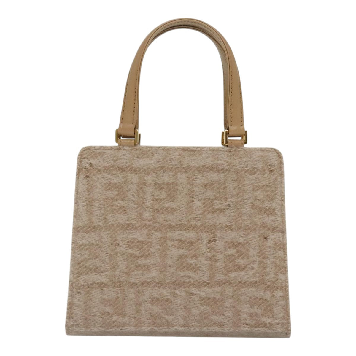 FENDI Zucca Canvas Hand Bag Beige Gold Auth 93833A