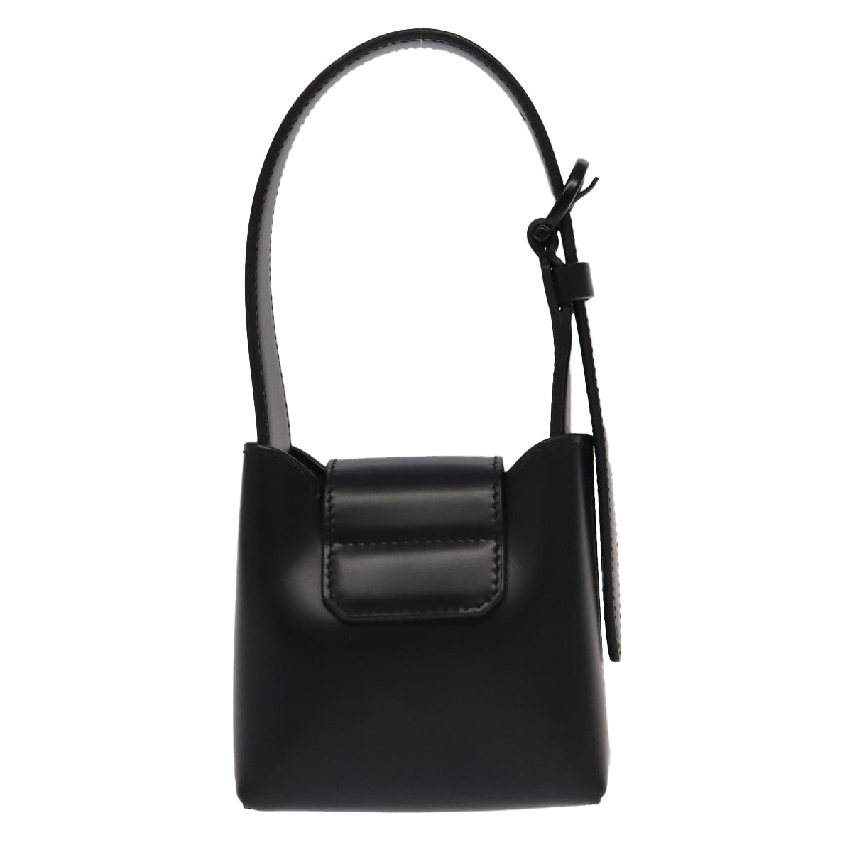 Salvatore Ferragamo Gancini Hand Bag Leather Black Auth 93834AM