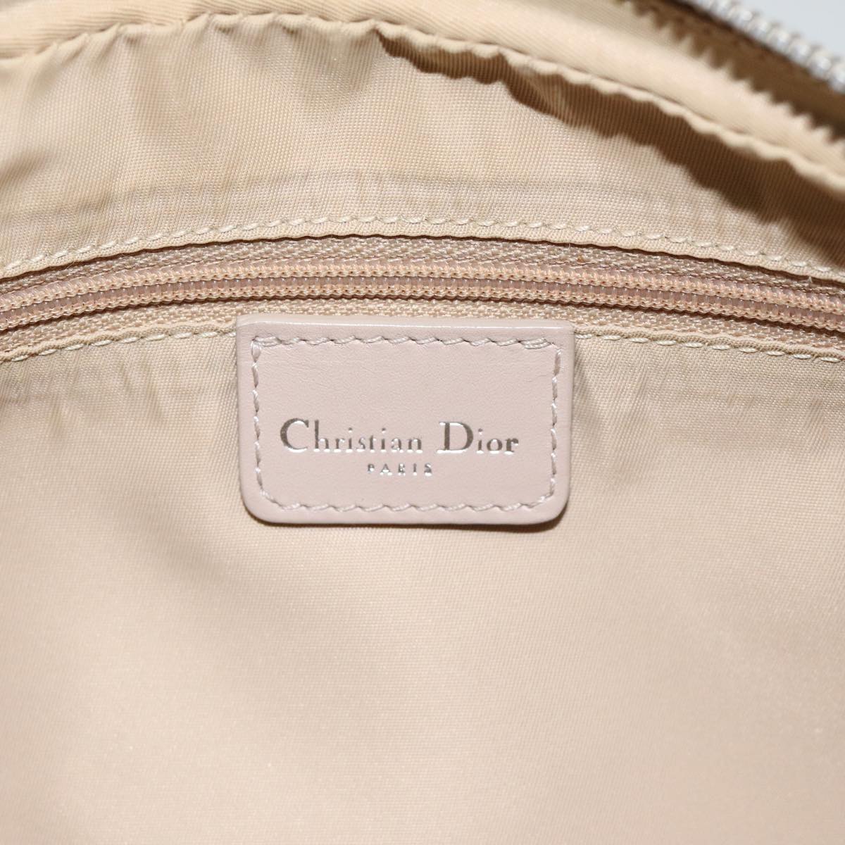 Christian Dior trotter romantic Hand Bag PVC Leather Beige Silver Auth 93860