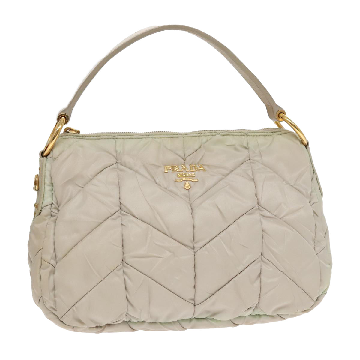 PRADA Hand Bag Nylon Beige Auth 93871