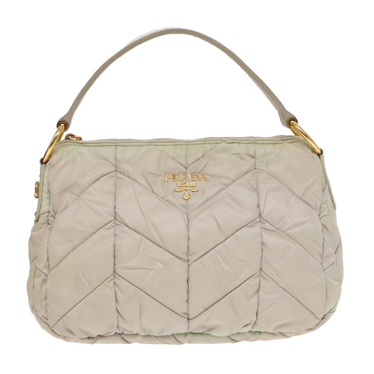 PRADA Hand Bag Nylon Beige Auth 93871