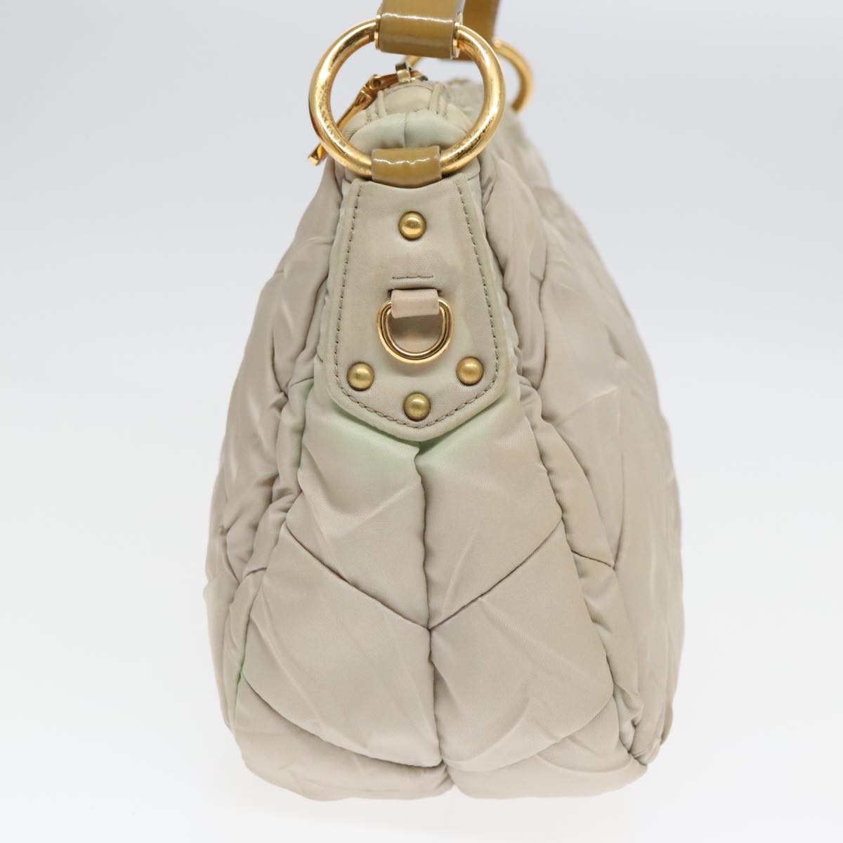 PRADA Hand Bag Nylon Beige Auth 93871