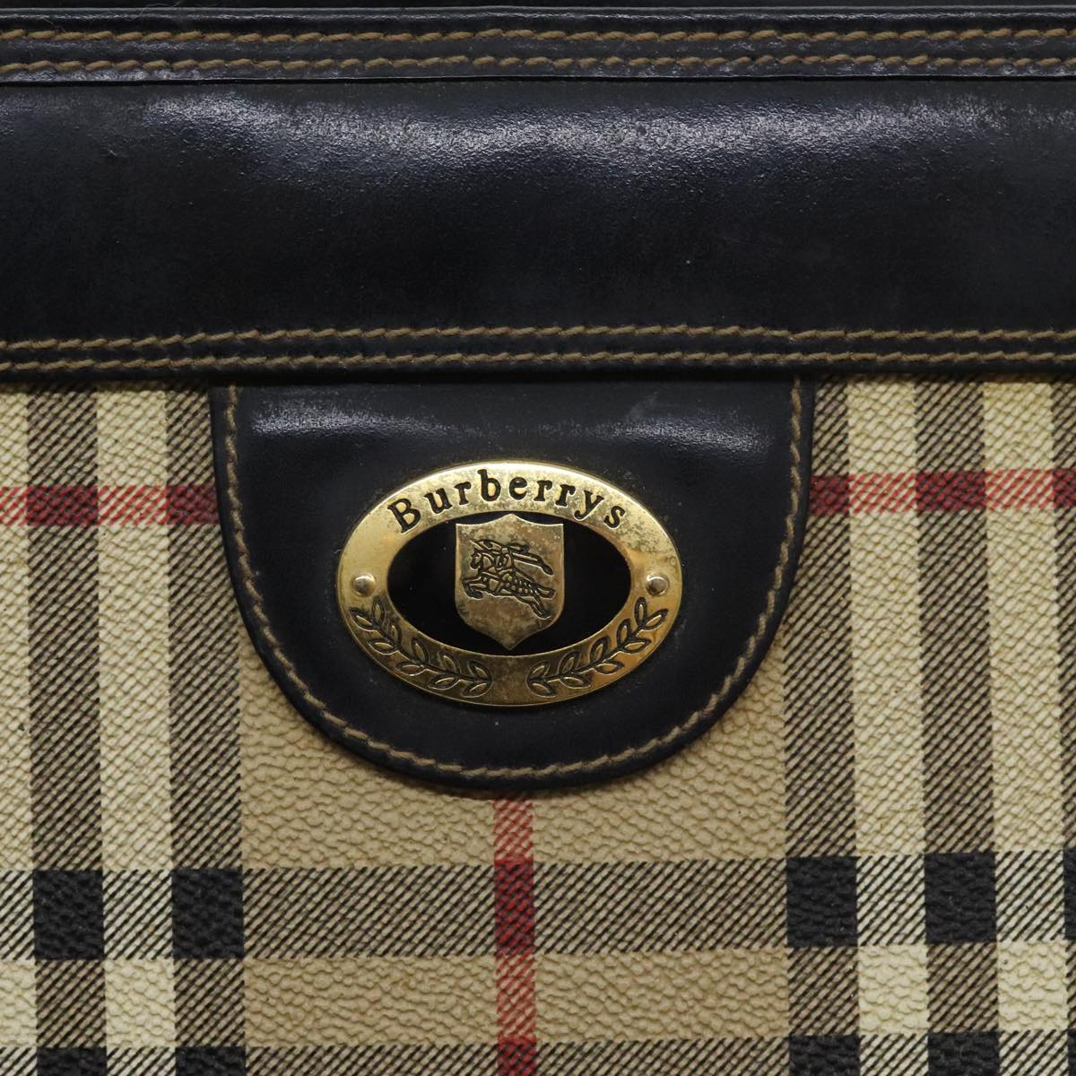 BURBERRY Nova Check Hand Bag PVC Beige Auth 93887