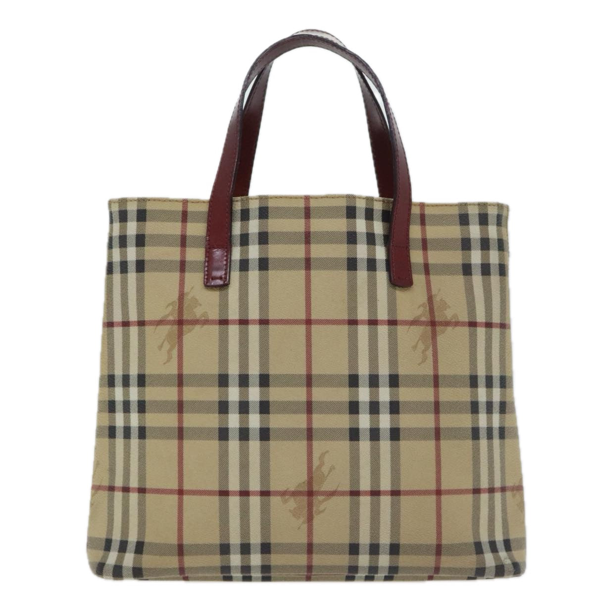 BURBERRY Nova Check Hand Bag PVC Beige Auth 93888