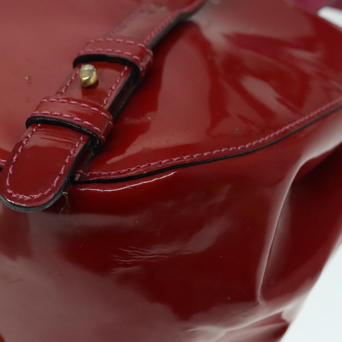 CELINE Backpack Enamel Red Gold Auth 93985